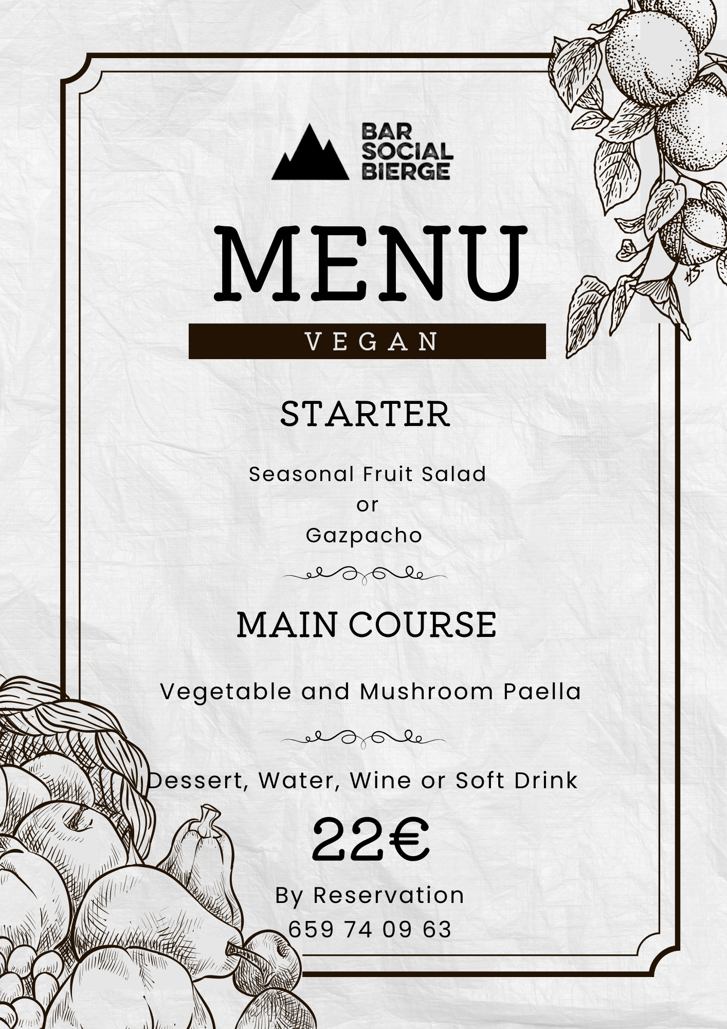 Vegan Menu